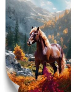 Poster Herbstlandschaft Mit Einem Pferd