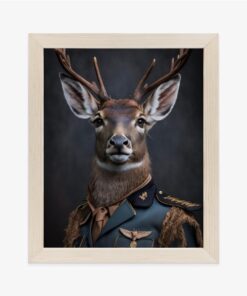 Poster Hirsch In Militäruniform