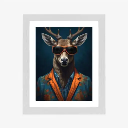Poster Hirsch Mit Brille Und Eleganter Kleidung