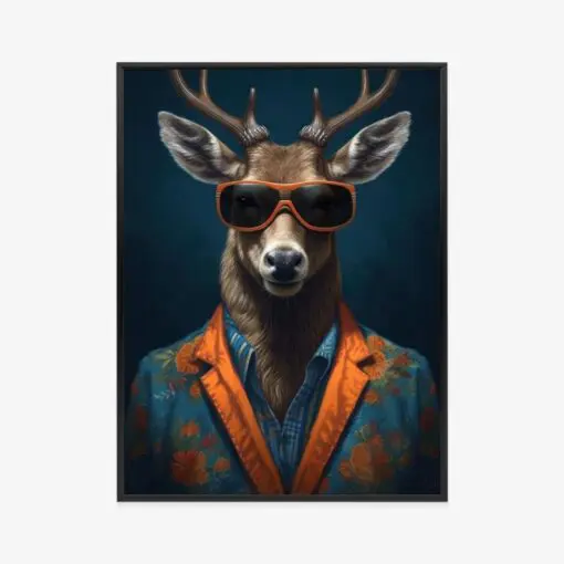 Poster Hirsch Mit Brille Und Eleganter Kleidung