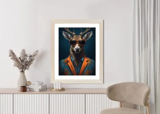Poster Hirsch Mit Brille Und Eleganter Kleidung