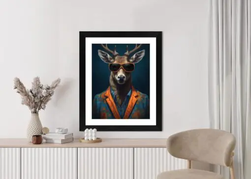 Poster Hirsch Mit Brille Und Eleganter Kleidung