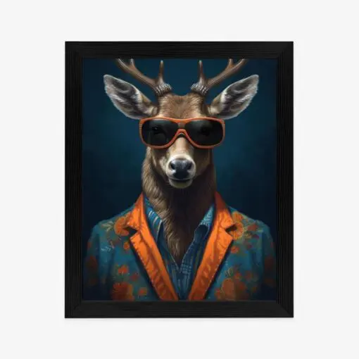 Poster Hirsch Mit Brille Und Eleganter Kleidung