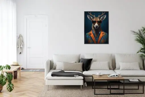 Poster Hirsch Mit Brille Und Eleganter Kleidung