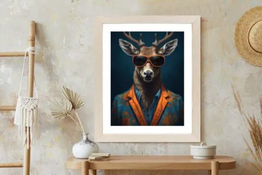 Poster Hirsch Mit Brille Und Eleganter Kleidung