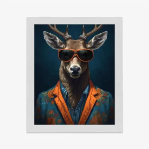 Poster Hirsch Mit Brille Und Eleganter Kleidung