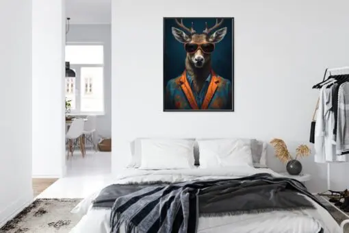 Poster Hirsch Mit Brille Und Eleganter Kleidung