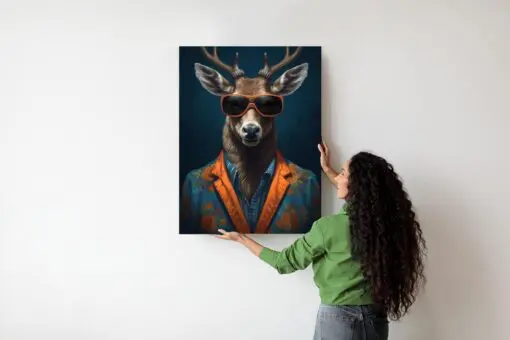 Poster Hirsch Mit Brille Und Eleganter Kleidung