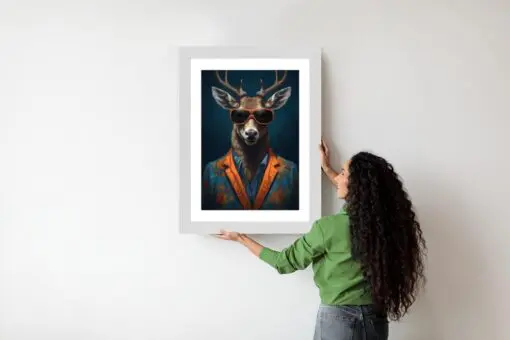 Poster Hirsch Mit Brille Und Eleganter Kleidung