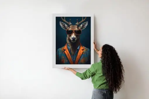Poster Hirsch Mit Brille Und Eleganter Kleidung