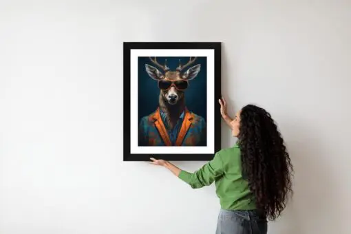 Poster Hirsch Mit Brille Und Eleganter Kleidung