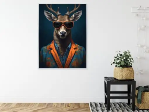 Poster Hirsch Mit Brille Und Eleganter Kleidung