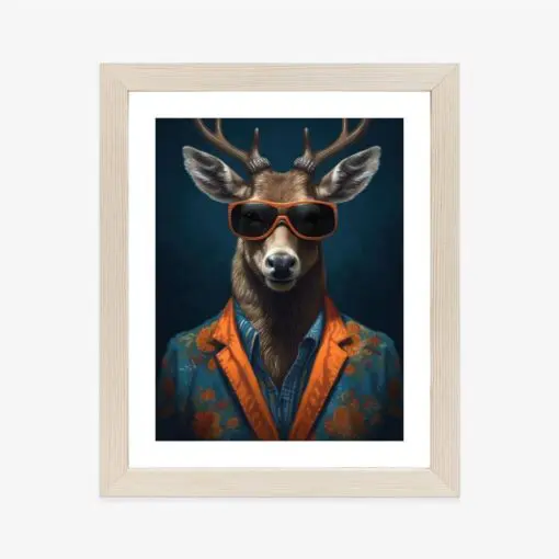 Poster Hirsch Mit Brille Und Eleganter Kleidung