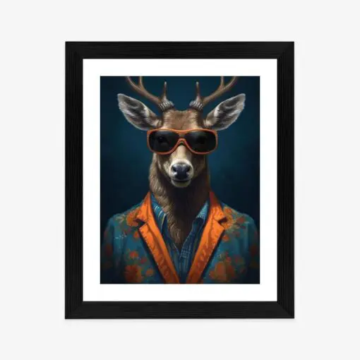 Poster Hirsch Mit Brille Und Eleganter Kleidung