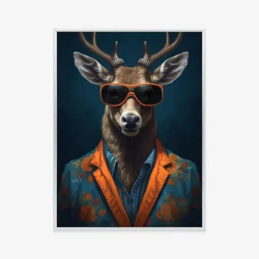 Poster Hirsch Mit Brille Und Eleganter Kleidung