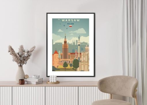 Poster Illustration Der Architektur In Der Hauptstadt Polens