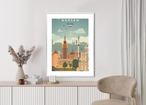 Poster Illustration Der Architektur In Der Hauptstadt Polens