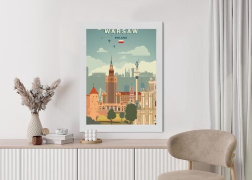 Poster Illustration Der Architektur In Der Hauptstadt Polens