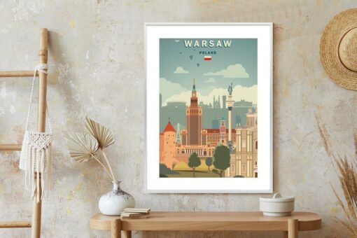 Poster Illustration Der Architektur In Der Hauptstadt Polens