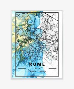 Poster Karte Von Rom Auf Abstraktem Marmorhintergrund