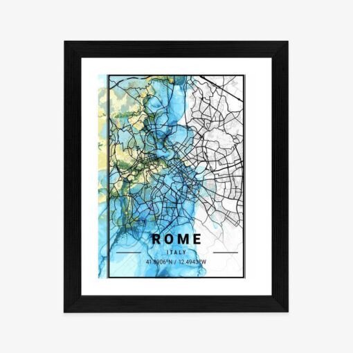 Poster Karte Von Rom Auf Abstraktem Marmorhintergrund