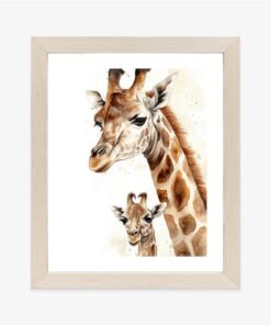 Poster Kleine Giraffe Mit Ihrer Mutter
