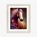 Poster Komposition Mit Einem Pferd Und Blumen