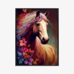 Poster Komposition Mit Einem Pferd Und Blumen