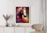 Poster Komposition Mit Einem Pferd Und Blumen