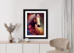 Poster Komposition Mit Einem Pferd Und Blumen
