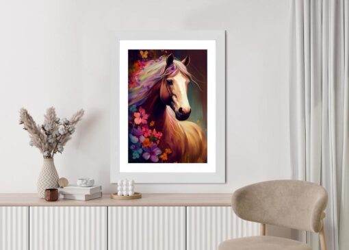 Poster Komposition Mit Einem Pferd Und Blumen