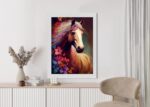 Poster Komposition Mit Einem Pferd Und Blumen
