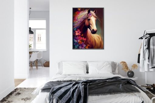 Poster Komposition Mit Einem Pferd Und Blumen