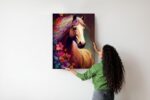 Poster Komposition Mit Einem Pferd Und Blumen