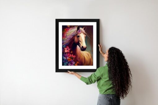 Poster Komposition Mit Einem Pferd Und Blumen