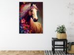 Poster Komposition Mit Einem Pferd Und Blumen
