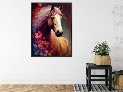 Poster Komposition Mit Einem Pferd Und Blumen