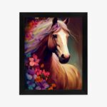 Poster Komposition Mit Einem Pferd Und Blumen