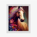 Poster Komposition Mit Einem Pferd Und Blumen