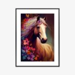 Poster Komposition Mit Einem Pferd Und Blumen