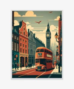 Poster Londoner Bus Auf Einer Stadtstraße