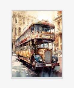 Poster Londoner Bus Im Vintage-Aquarellstil