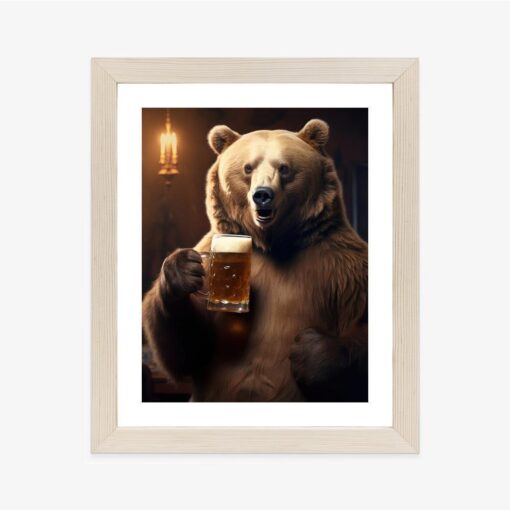 Poster Lustiger Süßer Teddybär Mit Einem Krug Bier