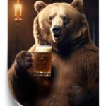 Poster Lustiger Süßer Teddybär Mit Einem Krug Bier