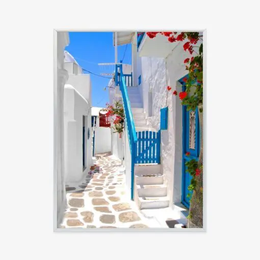 Poster Malerische Weiße Griechische Straßen