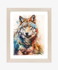 Poster Mehrfarbiges Wolfsporträt