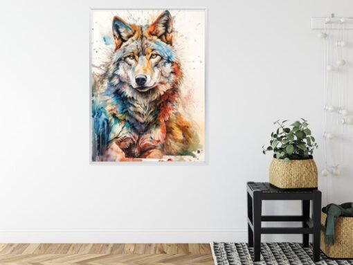 Poster Mehrfarbiges Wolfsporträt