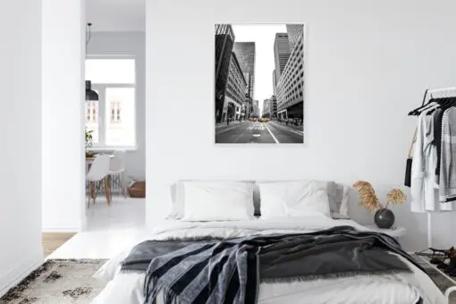 Poster Nyc Gelbe Taxis Auf Schwarz-Weißer Straße