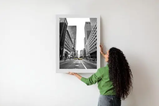 Poster Nyc Gelbe Taxis Auf Schwarz-Weißer Straße