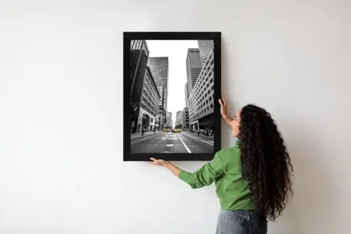 Poster Nyc Gelbe Taxis Auf Schwarz-Weißer Straße
